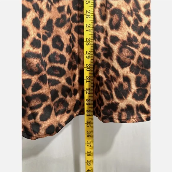 NWT Chloe Kristyn [ Small ] Satin Bell Sleeve Mini Dress in Leopard Animal Print - Picture 5 of 14